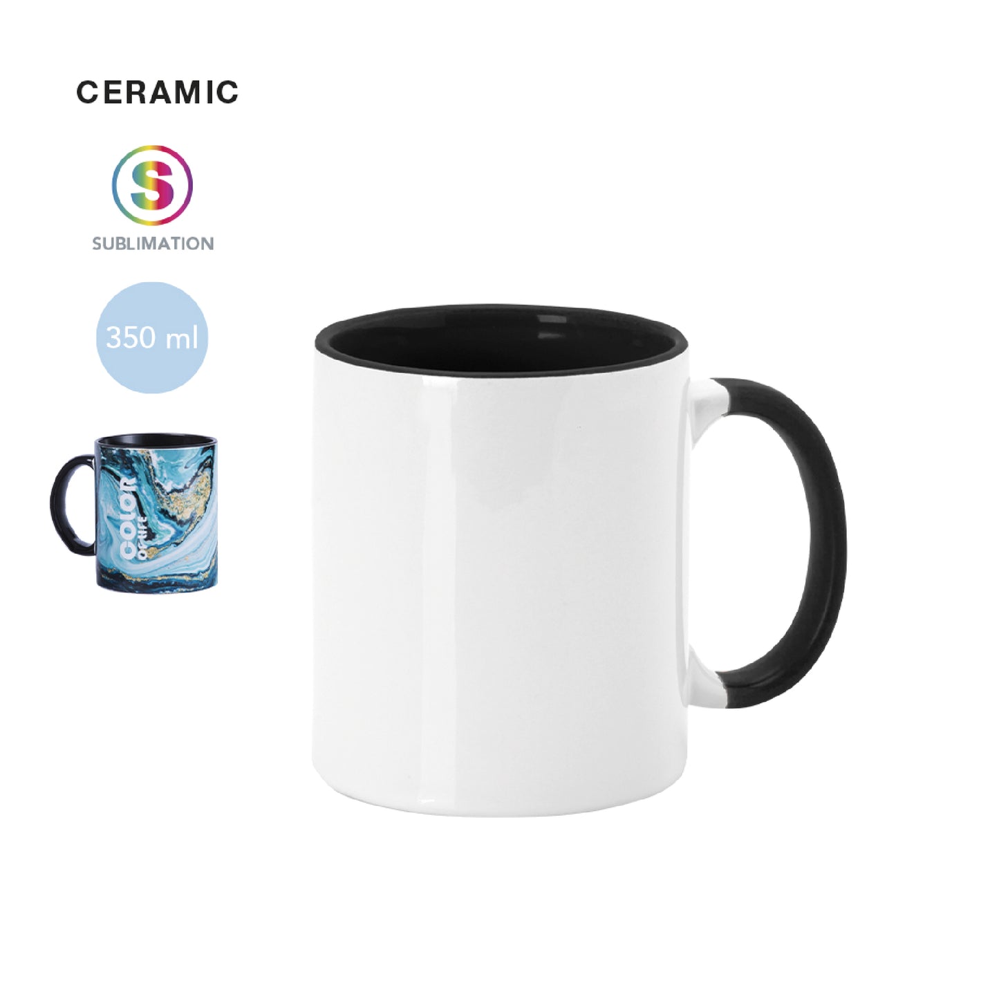 NOVEDAD - Taza Sublimación Cerámica 350ml.